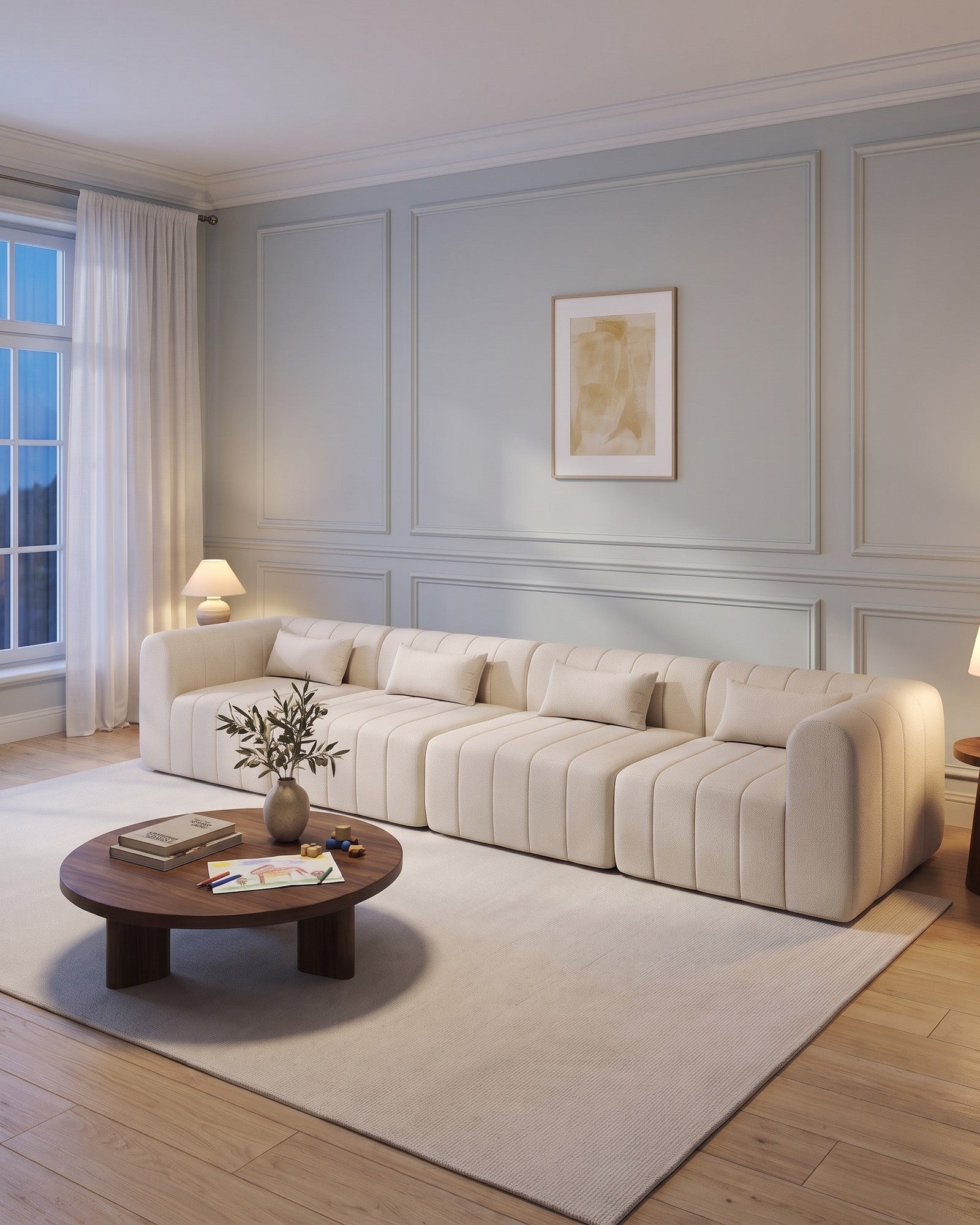Beige & Cream Sectionals in a living room