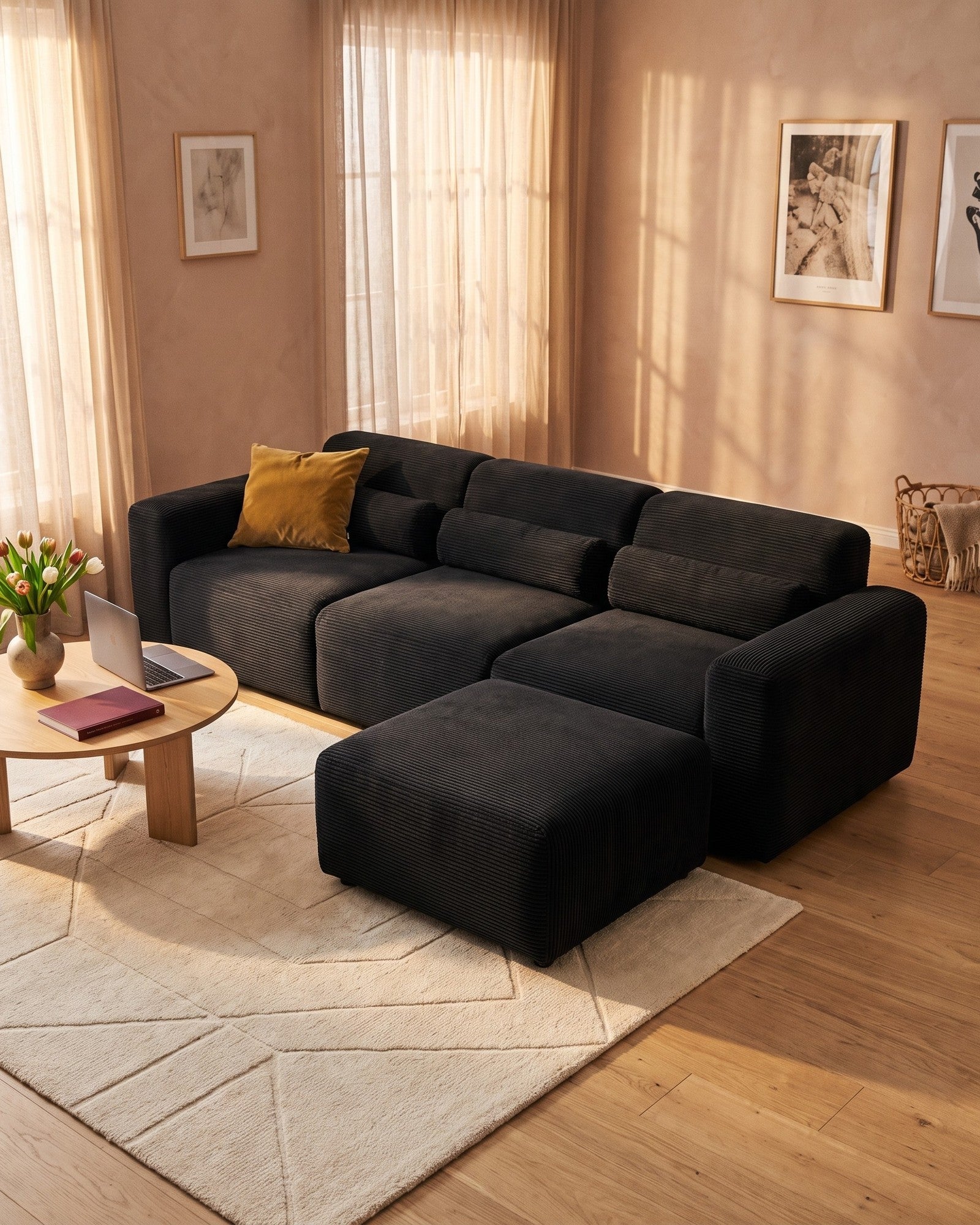 4-Seat Modular Sectionals in a living room