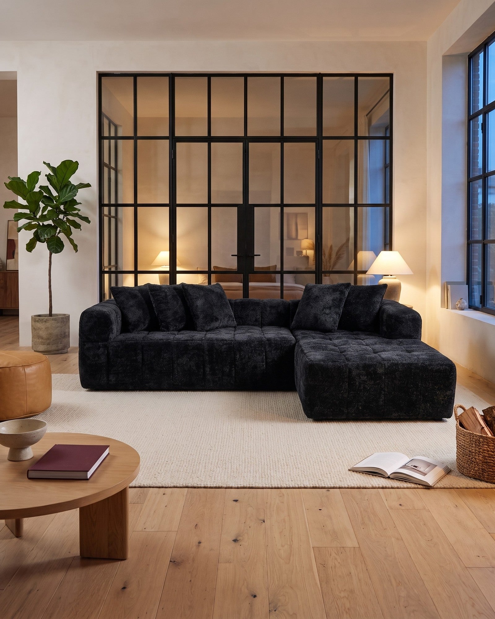 Black Cloud Couches in a living room