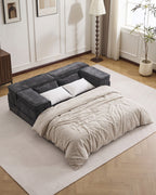 Boneless Compression Loveseat, 79 in in Dark Grey, unfolded into a bed [c:darkgrey]