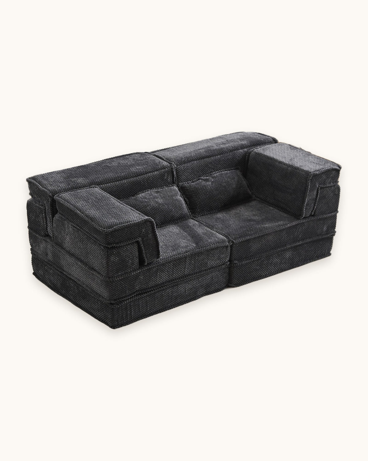 Boneless Compression Loveseat, 79 in in Dark Grey, studio photo on a light background