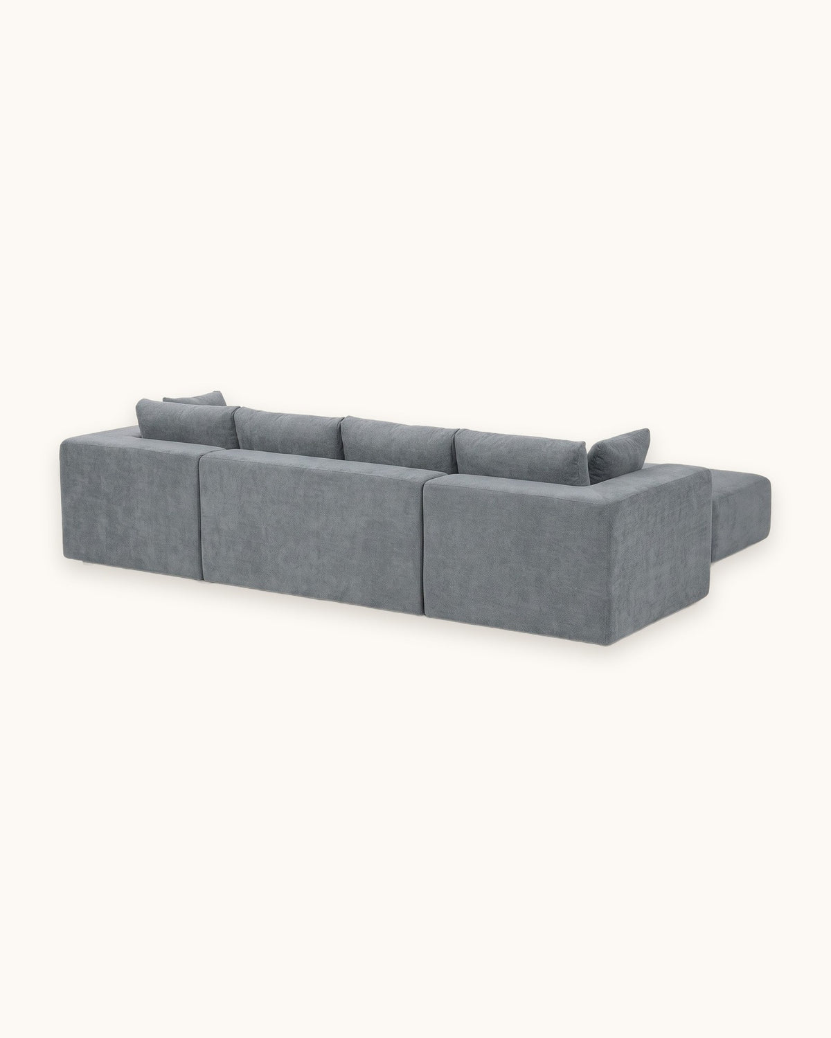 Boneless U-Shaped Sectional with Two Ottomans, 116 in in Dark Grey, back view