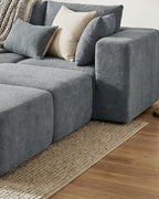 Boneless U-Shaped Sectional with Two Ottomans, 116 in in Dark Grey, fabric close-up [c:darkgrey] [r:detail]