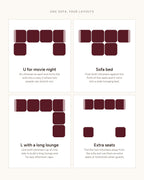 Boneless U-Shaped Sectional with Two Ottomans, 116 in in Dark Grey, top-view diagram of the layouts [c:darkgrey]