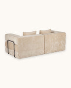 Chenille Compression Loveseat, 79 in in Beige, back view [c:beige]