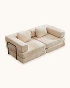 Chenille Compression Loveseat, 79 in in Beige, studio photo on a light background [c:beige] [pack]