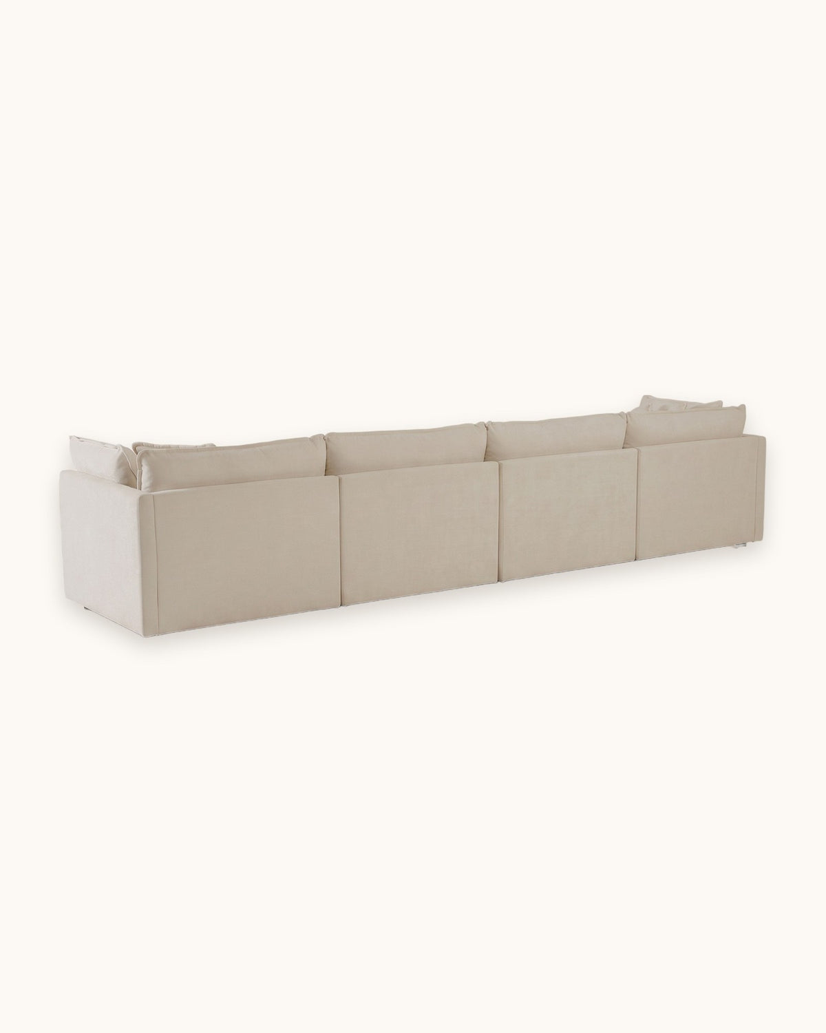 Chenille Modular 4-Seat Sofa in Beige, back view