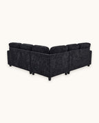 Chenille Sleeper Sectional with Pull-Out Bed and Storage, 81 in in Charcoal, back view [c:charcoal]