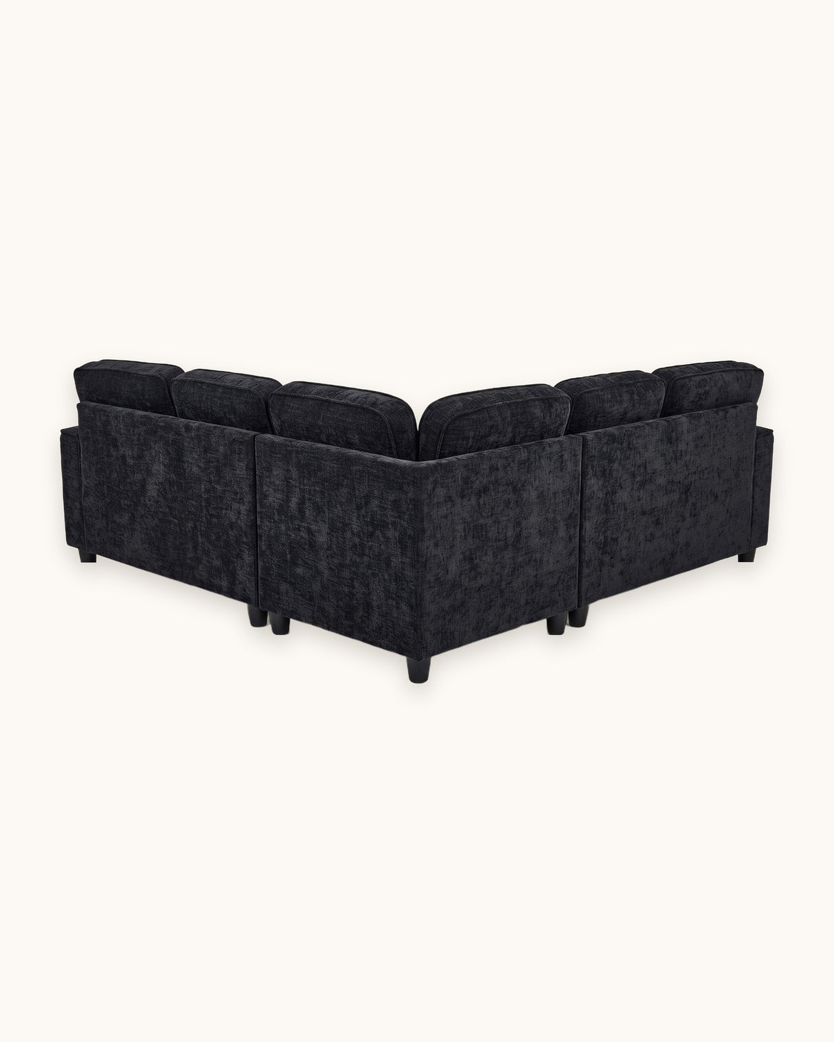 Chenille Sleeper Sectional with Pull-Out Bed and Storage, 81 in in Charcoal, back view