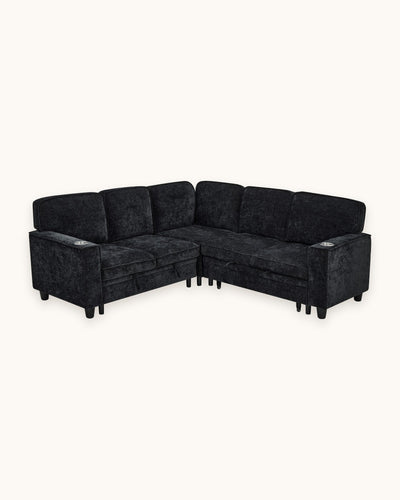 Chenille Sleeper Sectional with Pull-Out Bed and Storage, 81 in