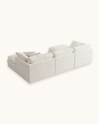 Chenille U-Shaped Sectional with 2 Reversible Ottomans, 3 Seats in White, back view [c:white]