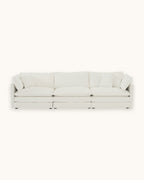 Chenille U-Shaped Sectional with 2 Reversible Ottomans, 3 Seats in White, studio photo on a light background [c:white] [pack]
