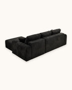 Cloud Modular L-Shaped Sectional with Chaise, 109 in in Black, chaise on the left, back view [c:black]