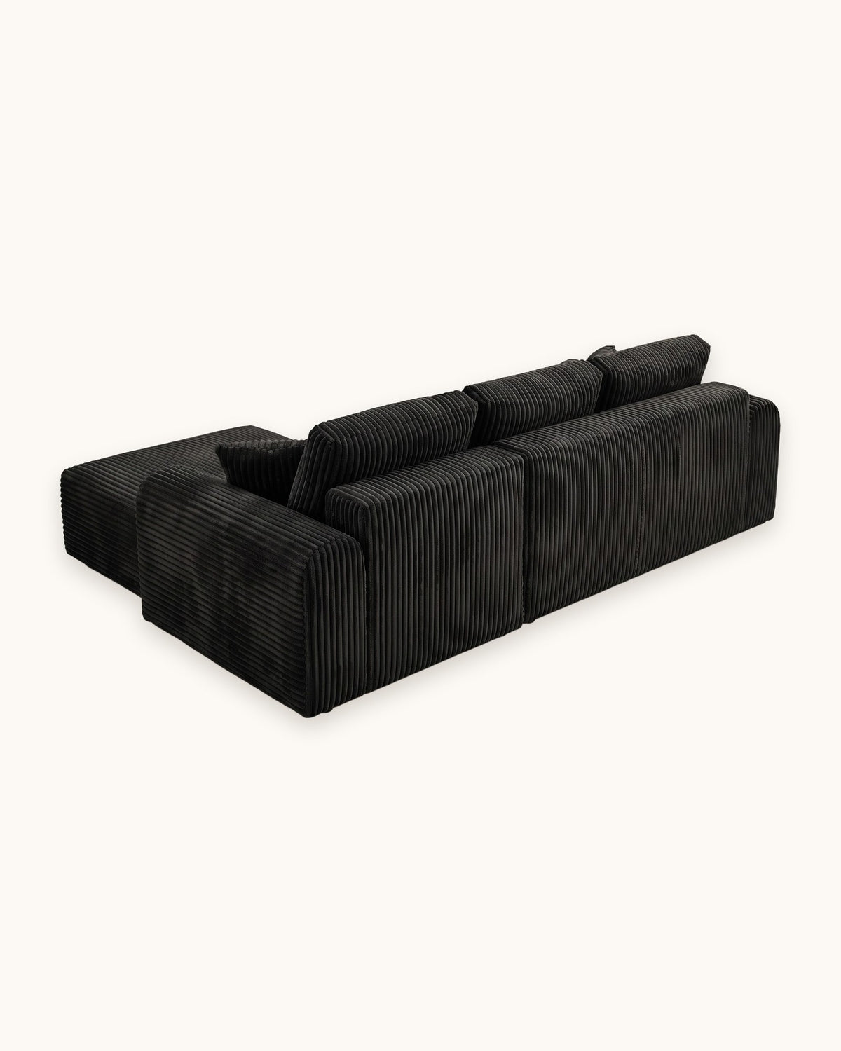 Cloud Modular L-Shaped Sectional with Chaise, 109 in in Black, chaise on the left, back view