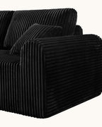 Cloud Modular L-Shaped Sectional with Chaise, 109 in in Black, chaise on the left, fabric close-up [c:black]