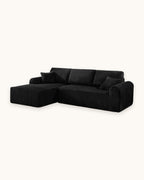 Cloud Modular L-Shaped Sectional with Chaise, 109 in in Black, chaise on the left, studio photo on a light background [c:black] [pack]