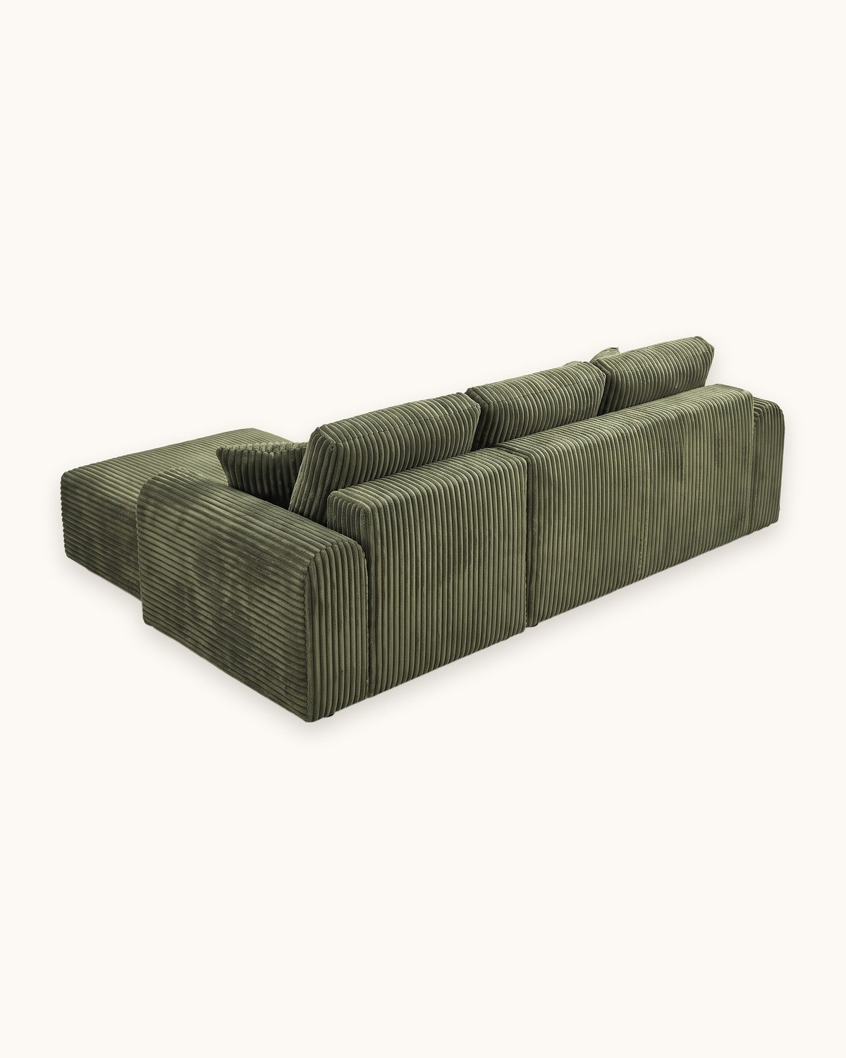 Cloud Modular L-Shaped Sectional with Chaise, 109 in in Green, chaise on the right, back view