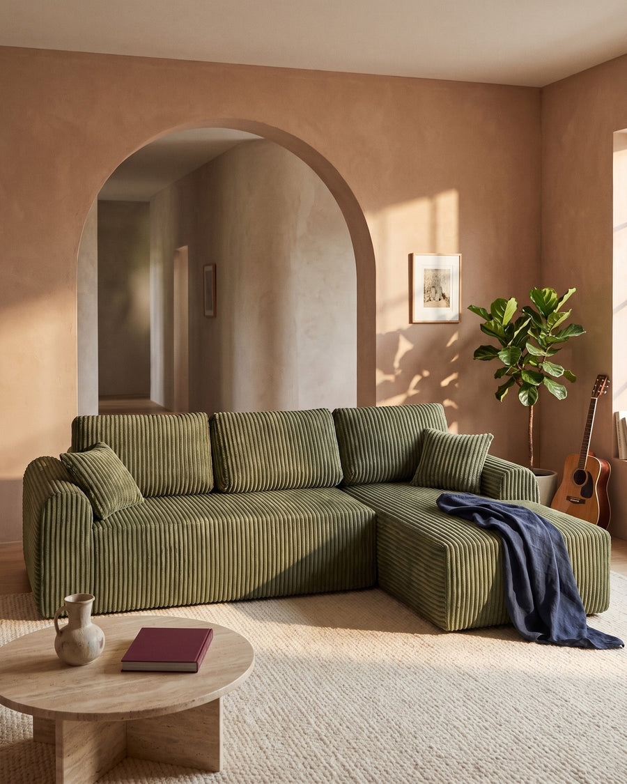 Cloud Modular L-Shaped Sectional with Chaise in a living room