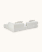 Compressed L-Shaped Sectional with Chaise, 122 in in Beige, back view [c:beige]