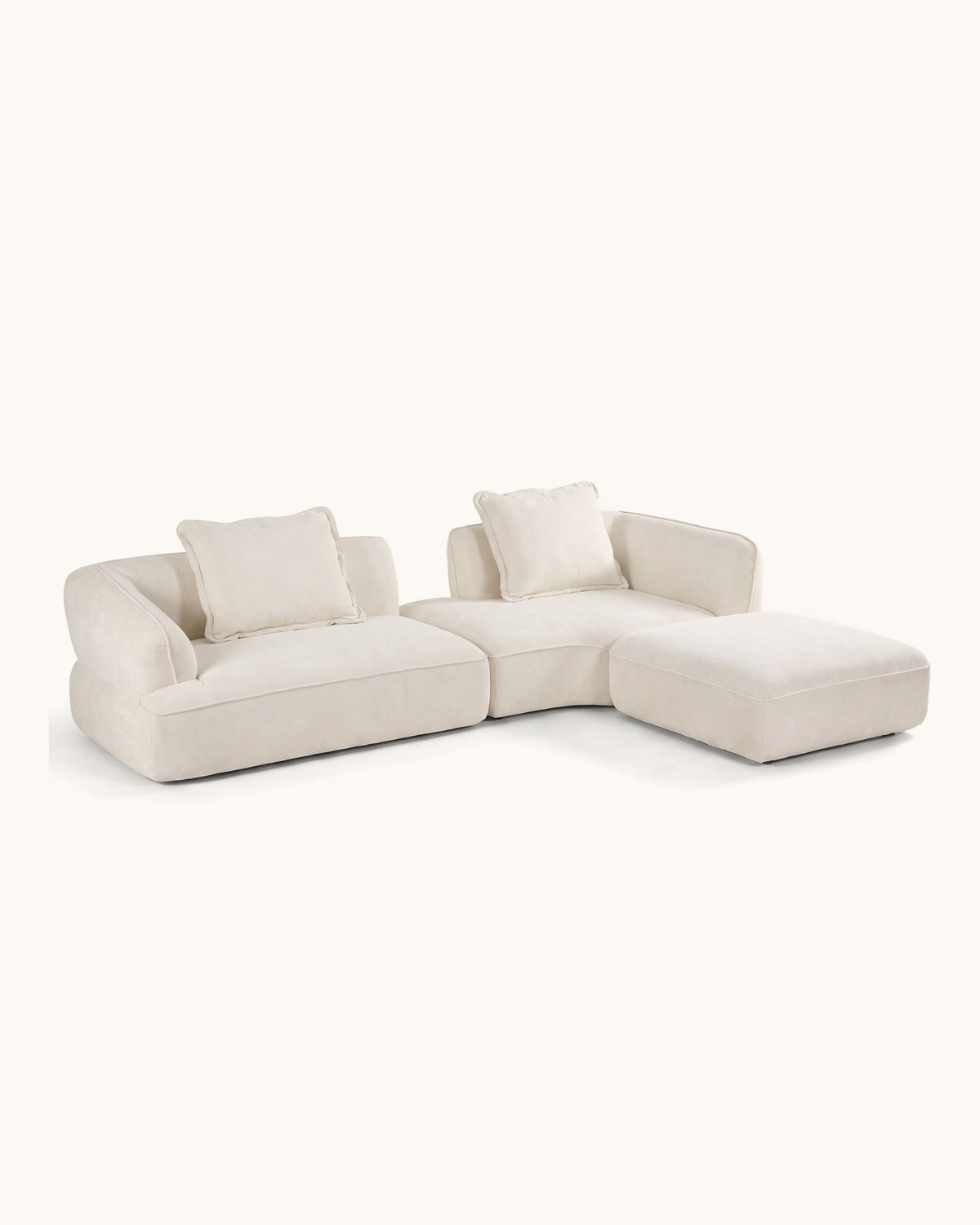 Compressed L-Shaped Sectional with Chaise, 122 in in Beige, studio photo