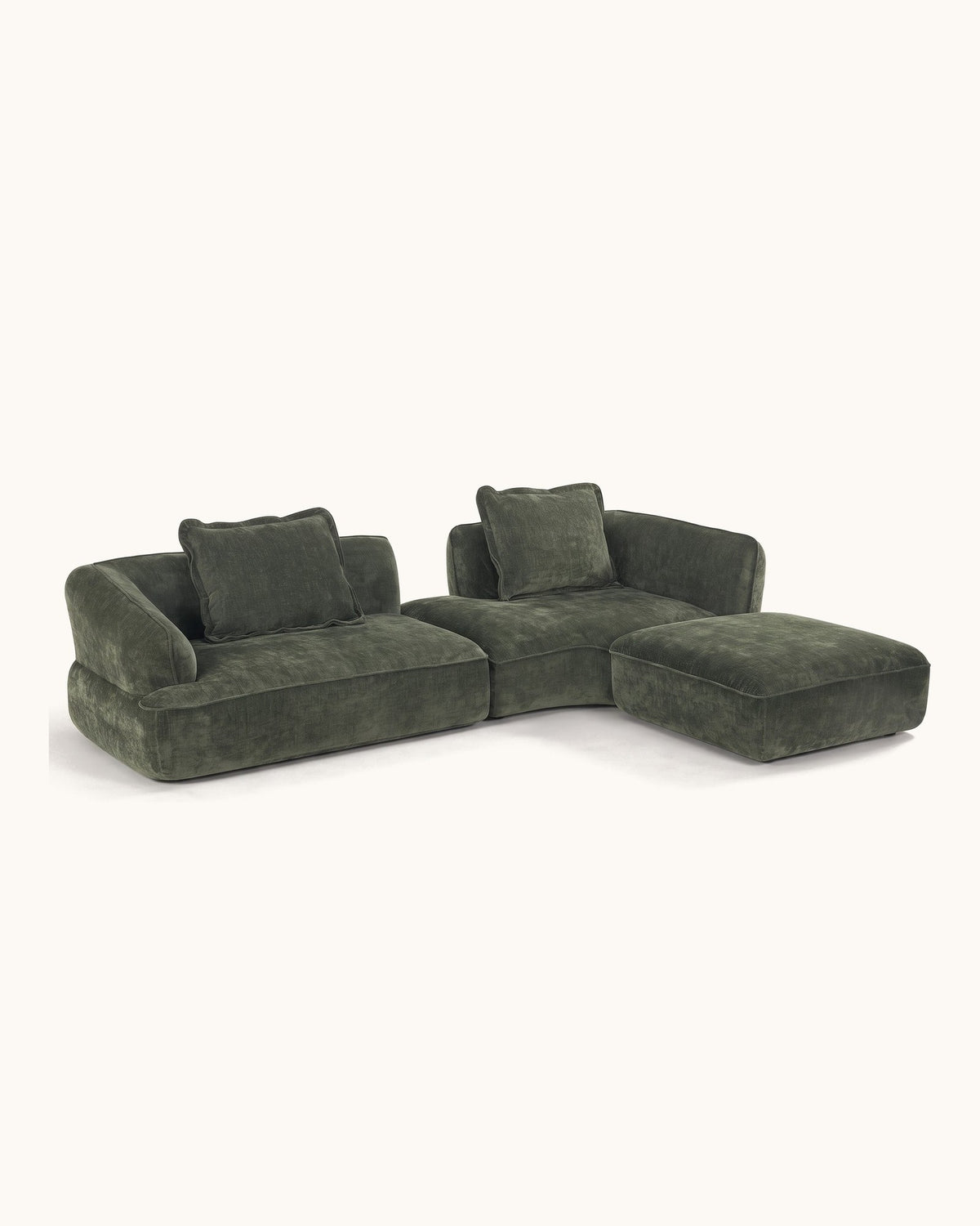 Compressed L-Shaped Sectional with Chaise, 122 in in Green, studio photo