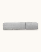 Compressed L-Shaped Sectional with Chaise, 122 in in Grey, back view [c:grey]