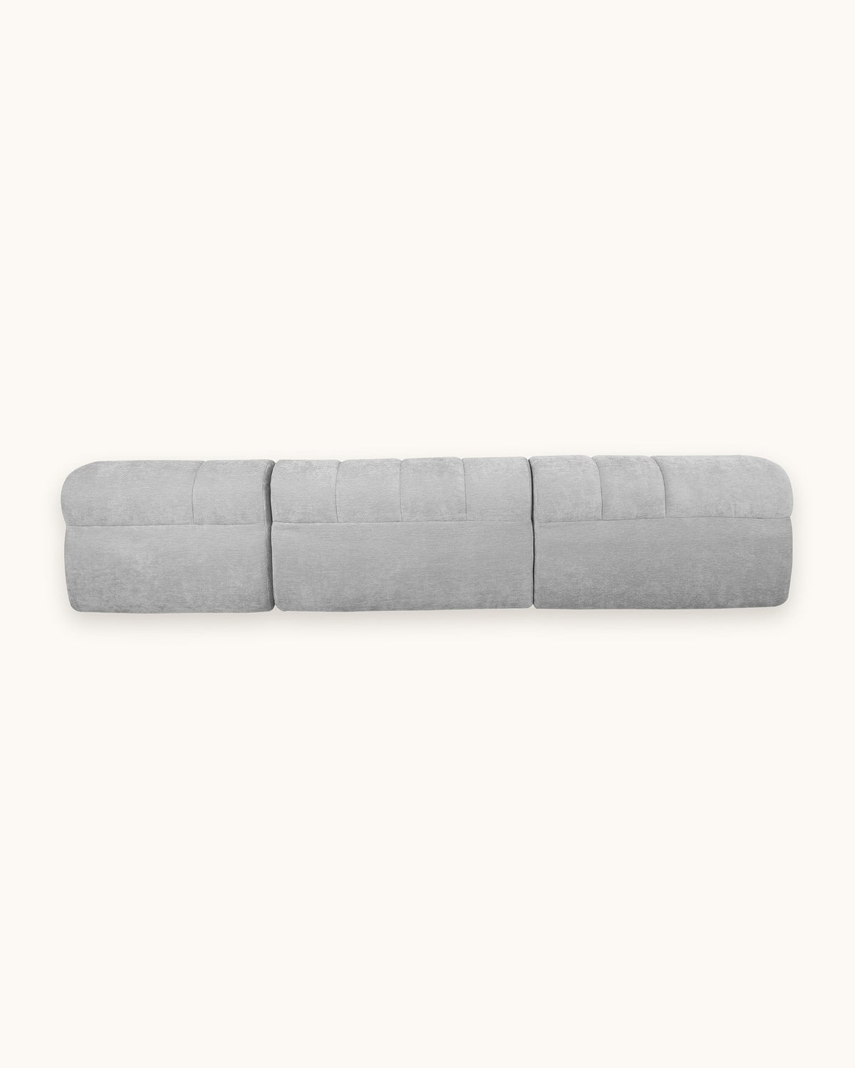 Compressed L-Shaped Sectional with Chaise, 122 in in Grey, back view