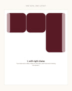 Compressed L-Shaped Sectional with Chaise, 122 in in Grey, top-view diagram of the layouts [c:grey]