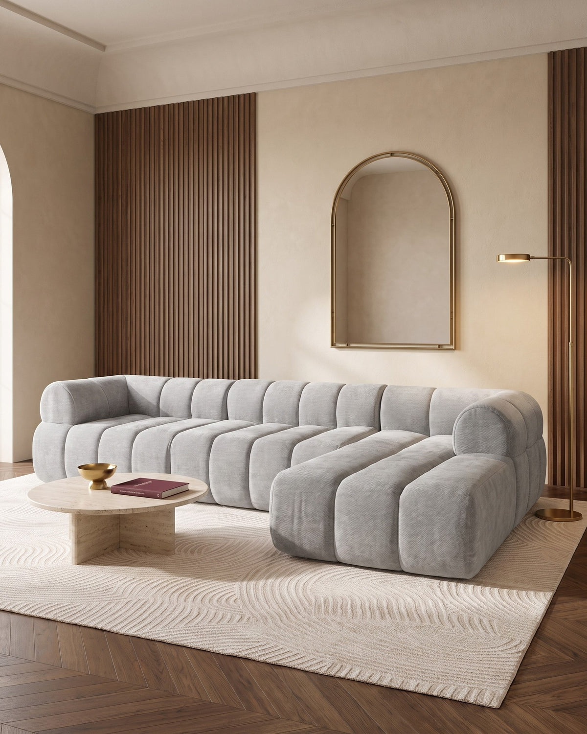 Compressed L-Shaped Sectional with Chaise, 122 in