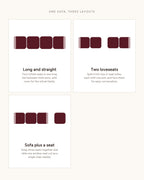 Compressed Modular Sectional, 145 in in Beige, top-view diagram of the layouts [c:beige]