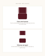 Corduroy Chair and a Half with Storage Arms and Ottoman in Black, top-view diagram of the layouts [c:black]