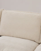 Corduroy Cloud Sectional with 2 Storage Ottomans, 102 in in Beige, fabric close-up [c:beige] [r:detail]