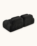 Corduroy Modular Loveseat, 82 in in Black, back view [c:black]