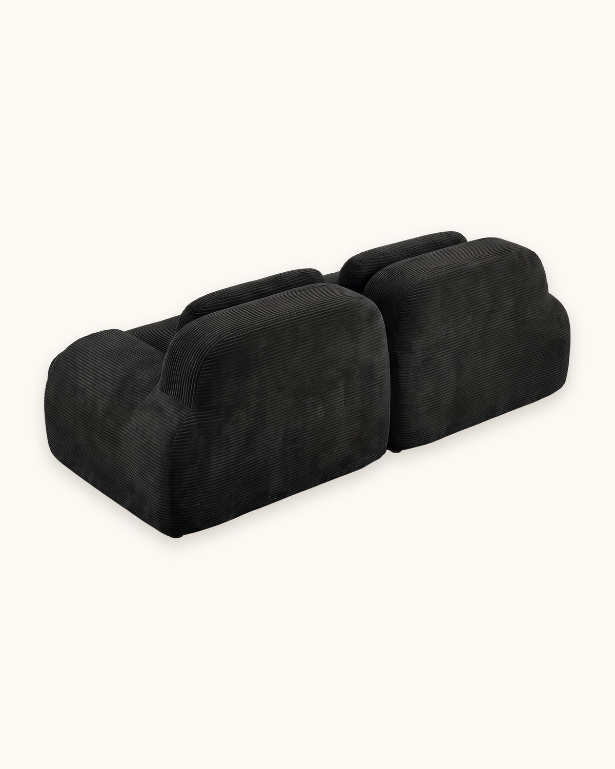 Corduroy Modular Loveseat, 82 in in Black, back view