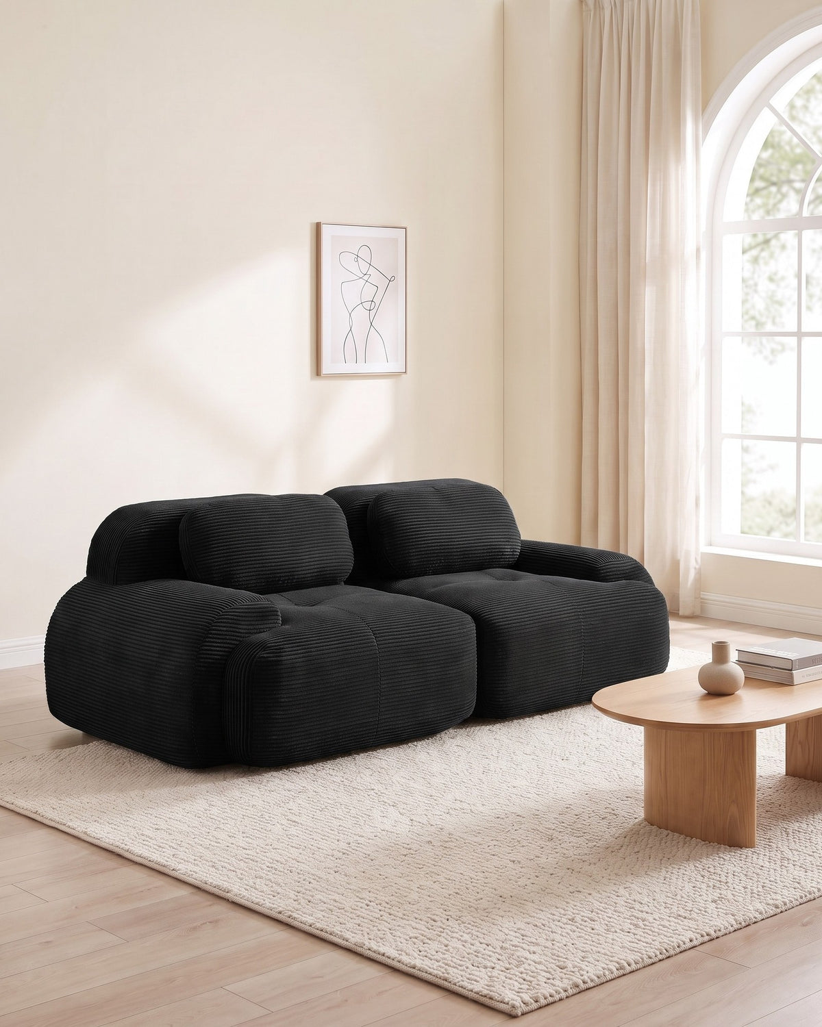 Corduroy Modular Loveseat, 82 in