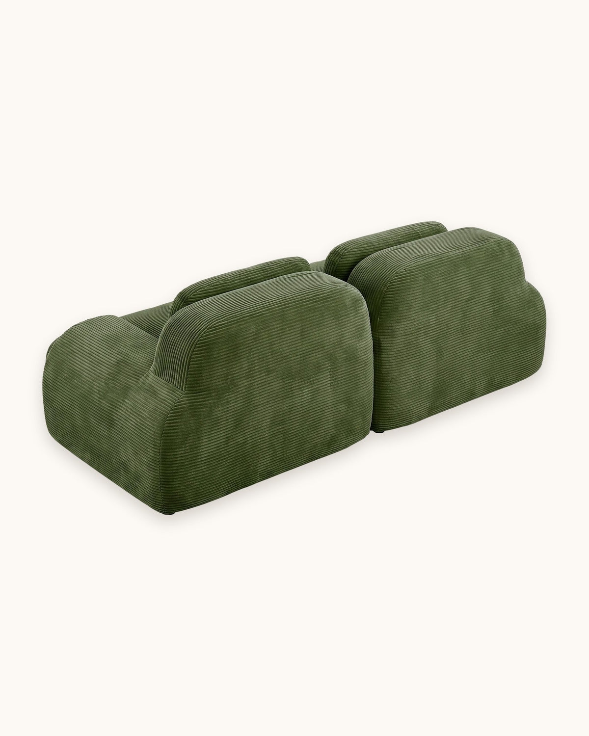Corduroy Modular Loveseat, 82 in in Olive Green, back view