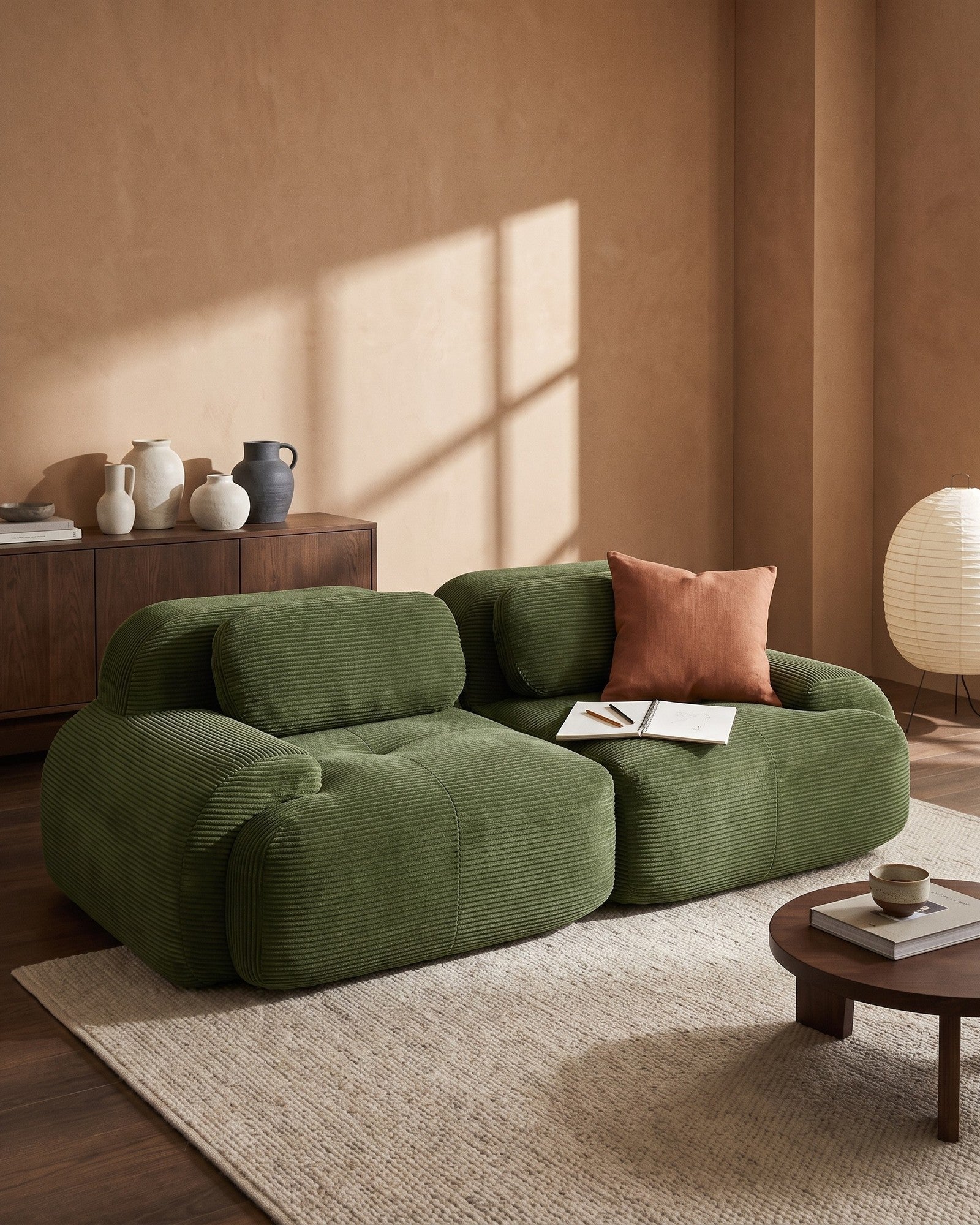 Green Loveseats in a living room