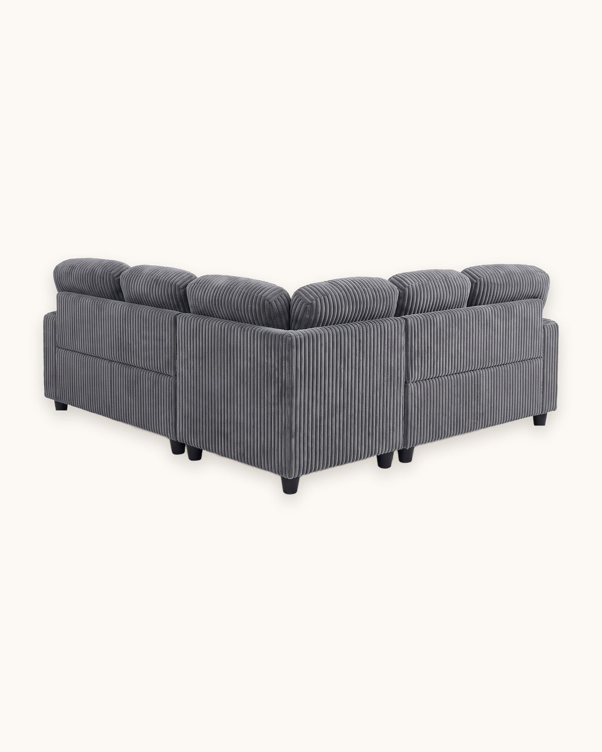 Corduroy Sleeper Sectional with Pull-Out Bed and Storage, 81 in in Grey, back view
