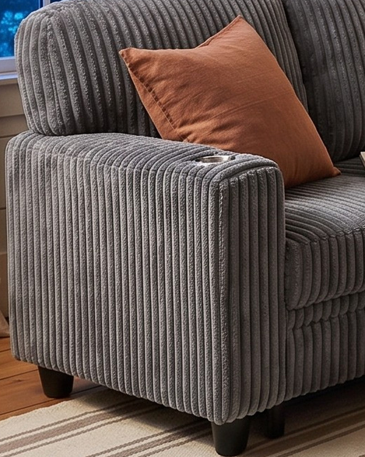 Corduroy Sleeper Sectional with Pull-Out Bed and Storage