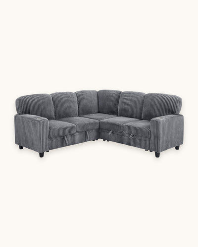 Corduroy Sleeper Sectional with Pull-Out Bed and Storage, 81 in