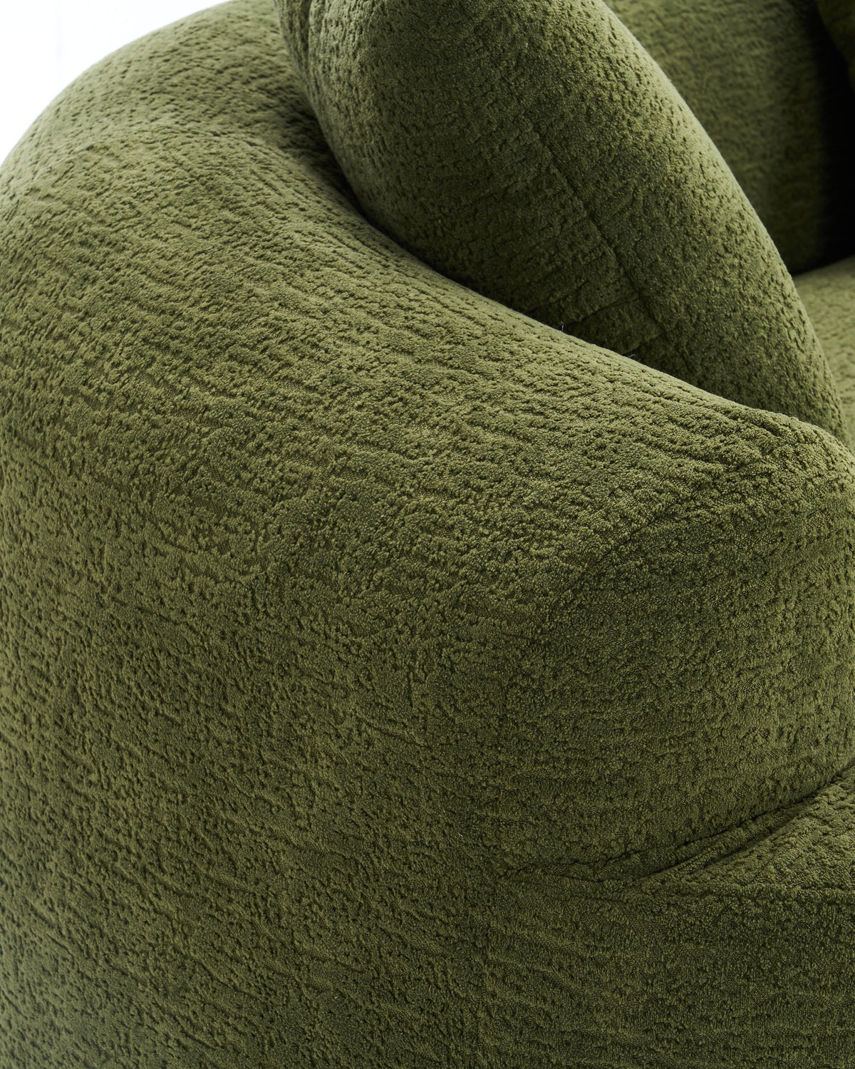 Curved Boneless Sofa, 110 in in Green, fabric close-up