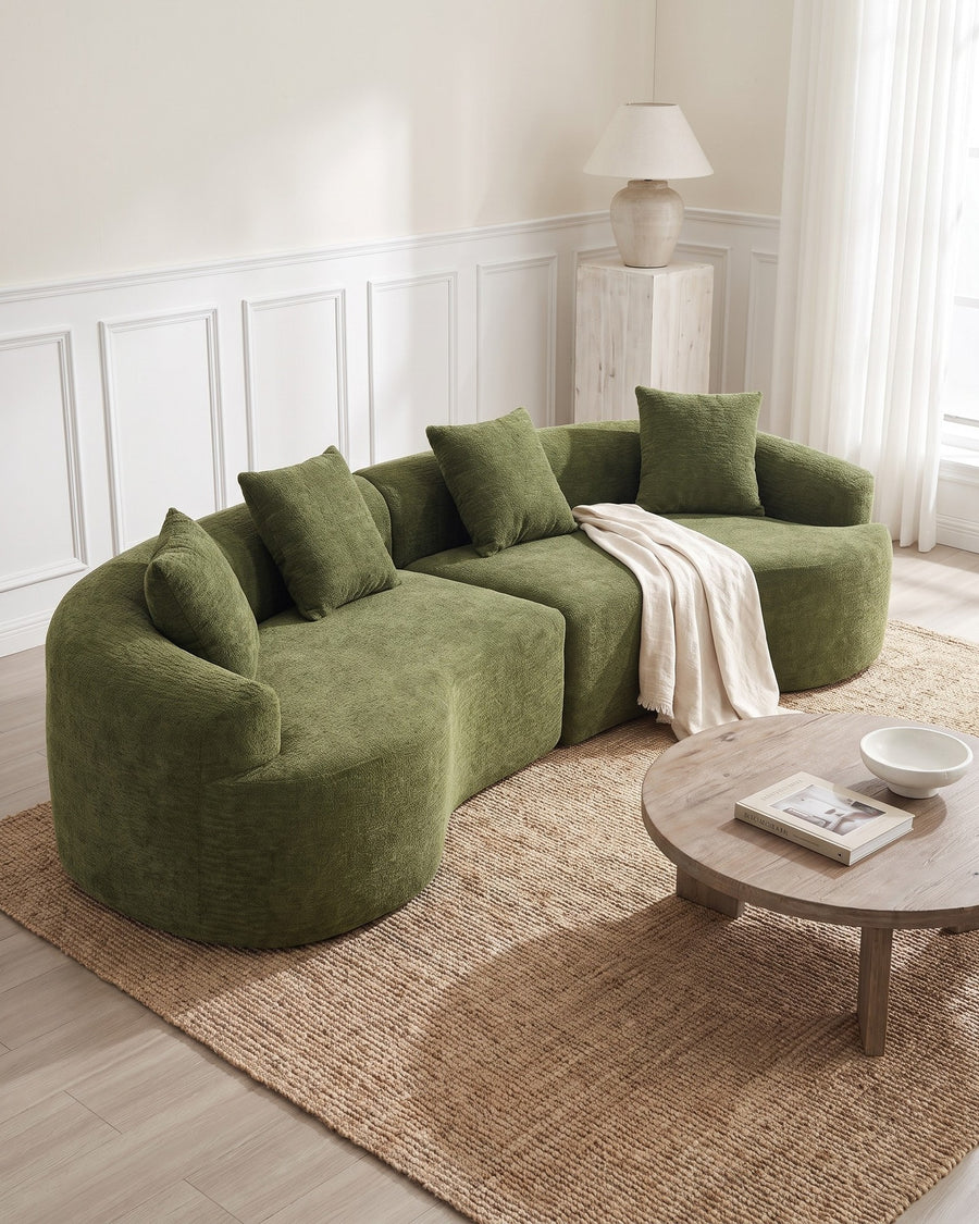 Curved Boneless Sofa in a living room