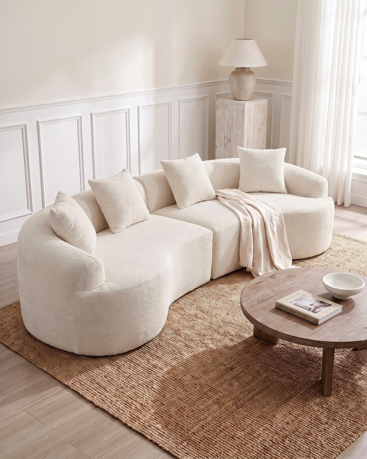 Curved Boneless Sofa, 110 in