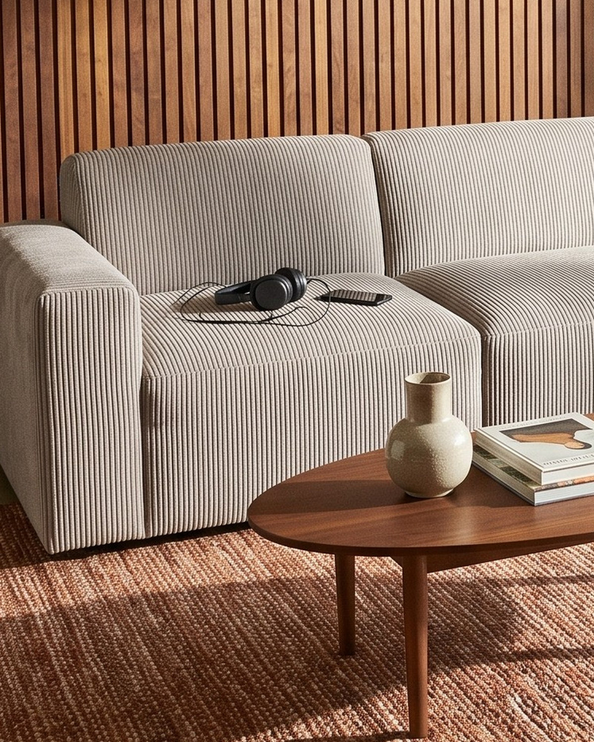 Curved Deep-Seat Sectional with Ottoman