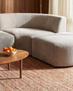 Curved Deep-Seat Sectional with Ottoman, 111 in in Espresso, close-up of the right end [c:espresso]