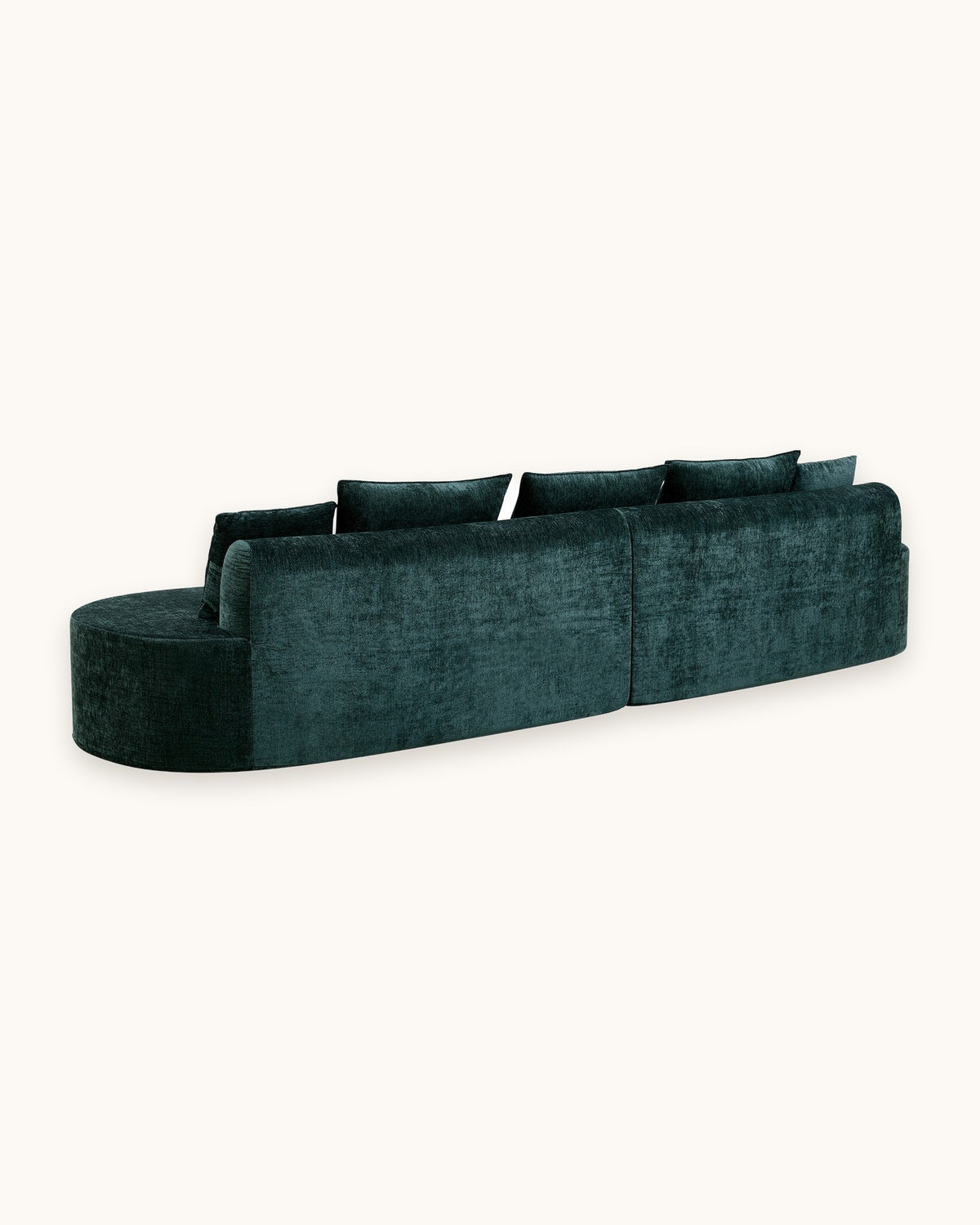 Curved Sectional, 139 in in Dark Green, back view