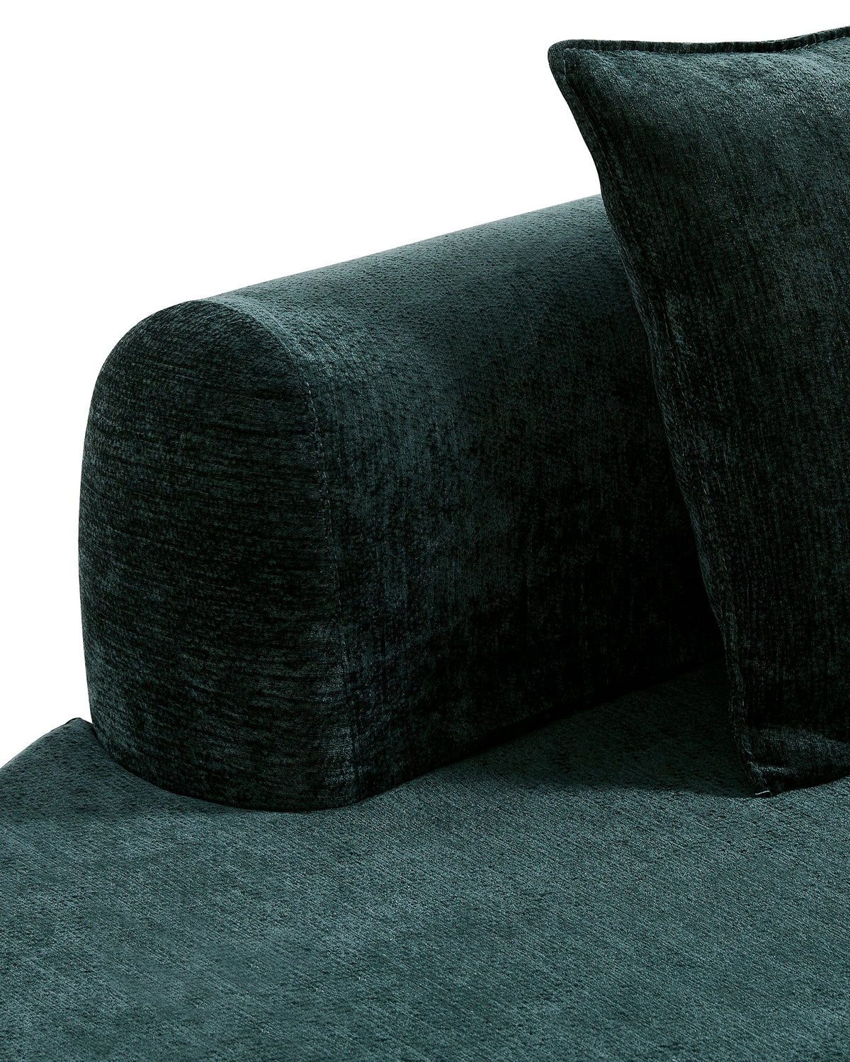 Curved Sectional, 139 in in Dark Green, fabric close-up