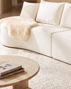Curved Sectional, 139 in in White, close-up of the left end [c:white] [r:detail]
