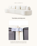 Curved Sectional, 139 in in White, how the two halves connect [c:white]