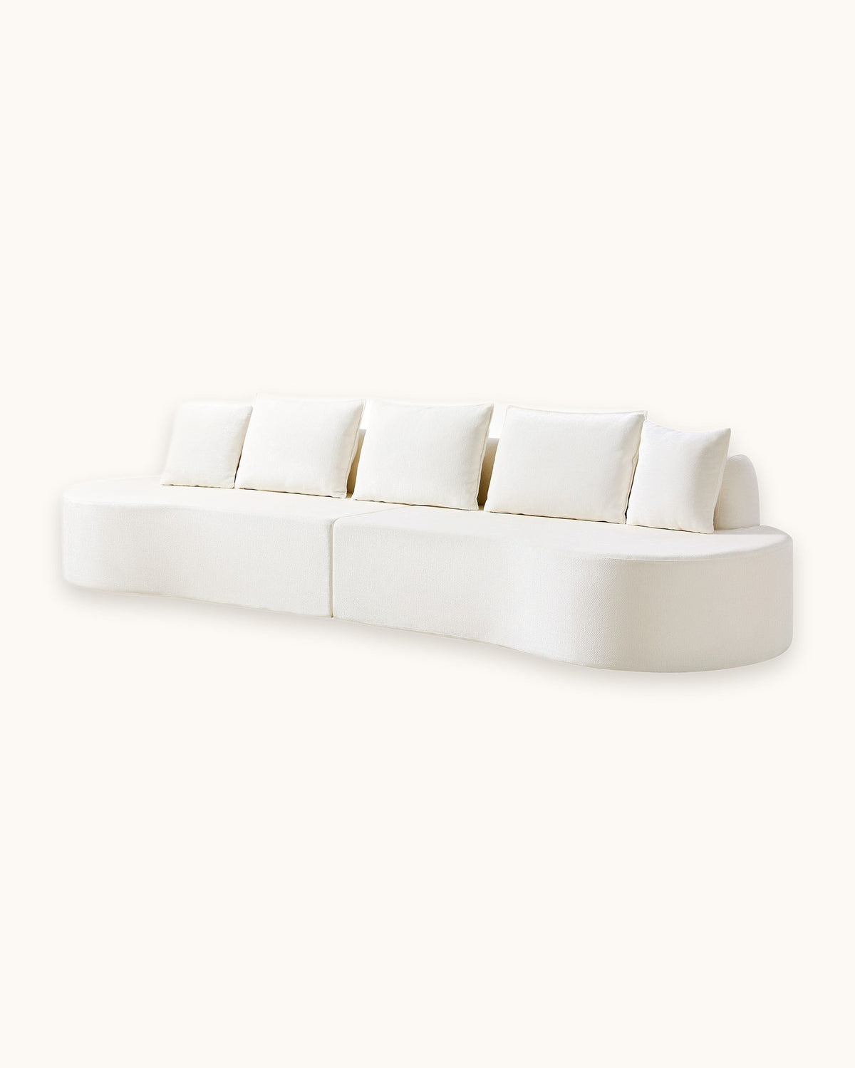 Curved Sectional, 139 in in White, studio photo on a light background